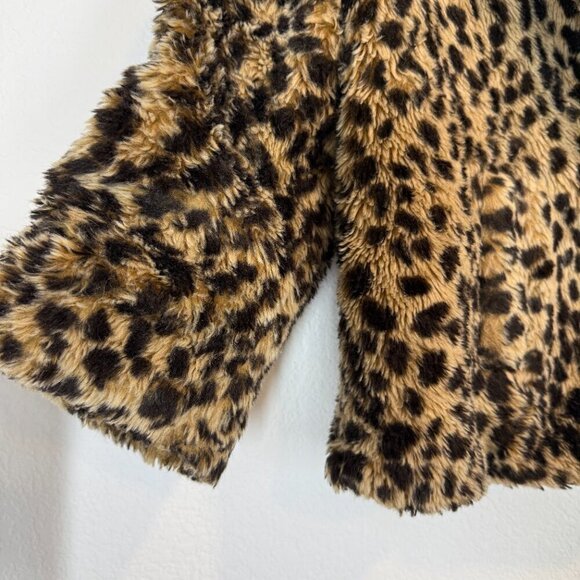 Charlotte Russe Faux Fur Coat Jacket Y2K Animal Print Retro Cozy Leopard Large - Picture 4 of 8